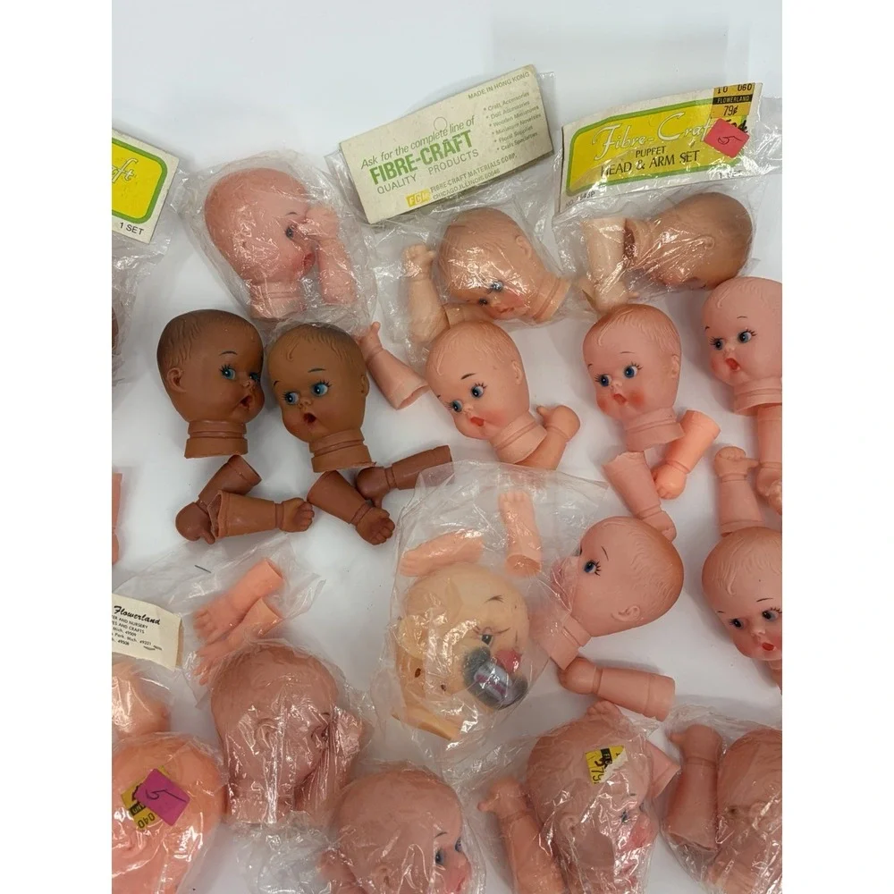 Vintage Baby Doll Heads Hands / Arms Lot of 25 New Old Stock